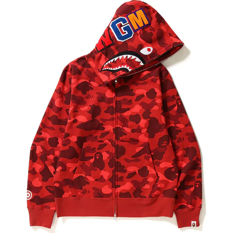 BAPE Color Camo Shark Full Zip Hoodie Red