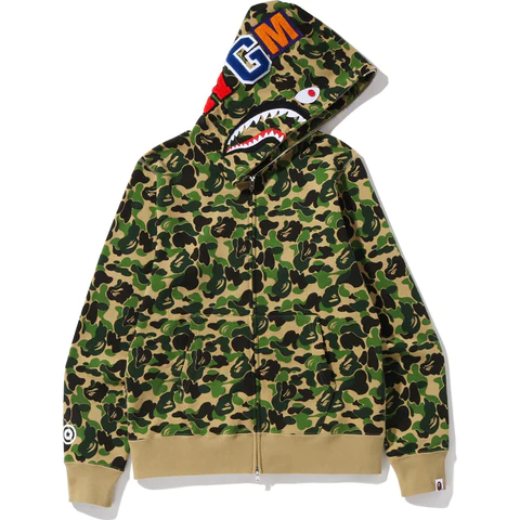 BAPE 1st Camo Shark Full Zip Hoodie Green