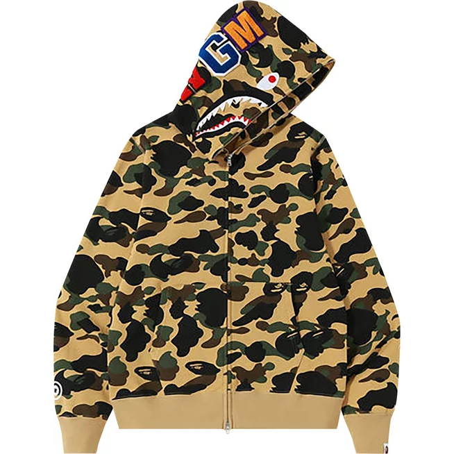 BAPE 1st Camo Shark Full Zip Hoodie Yellow