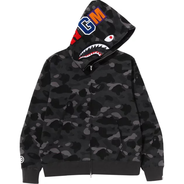 BAPE Color Camo Shark Full Zip Hoodie Black