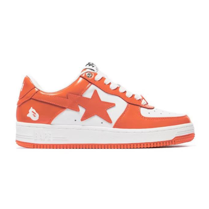 A Bathing Ape Bape Sta Patent Leather Orange White