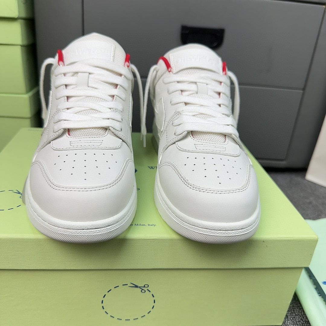 OFF-WH*TE Out Of Office OOO Low Tops For Walking White Red