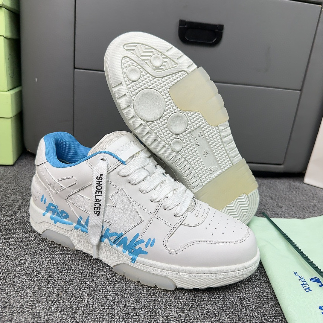 OFF-WH*TE Out Of Office OOO Low Tops For Walking White Blue