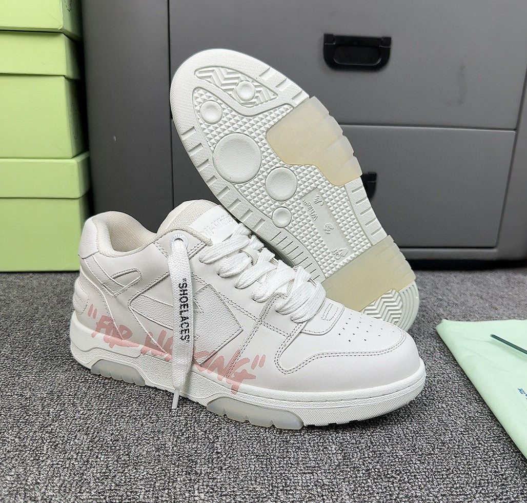 OFF-WH*TE Out Of Office OOO Low Tops For Walking White Pink