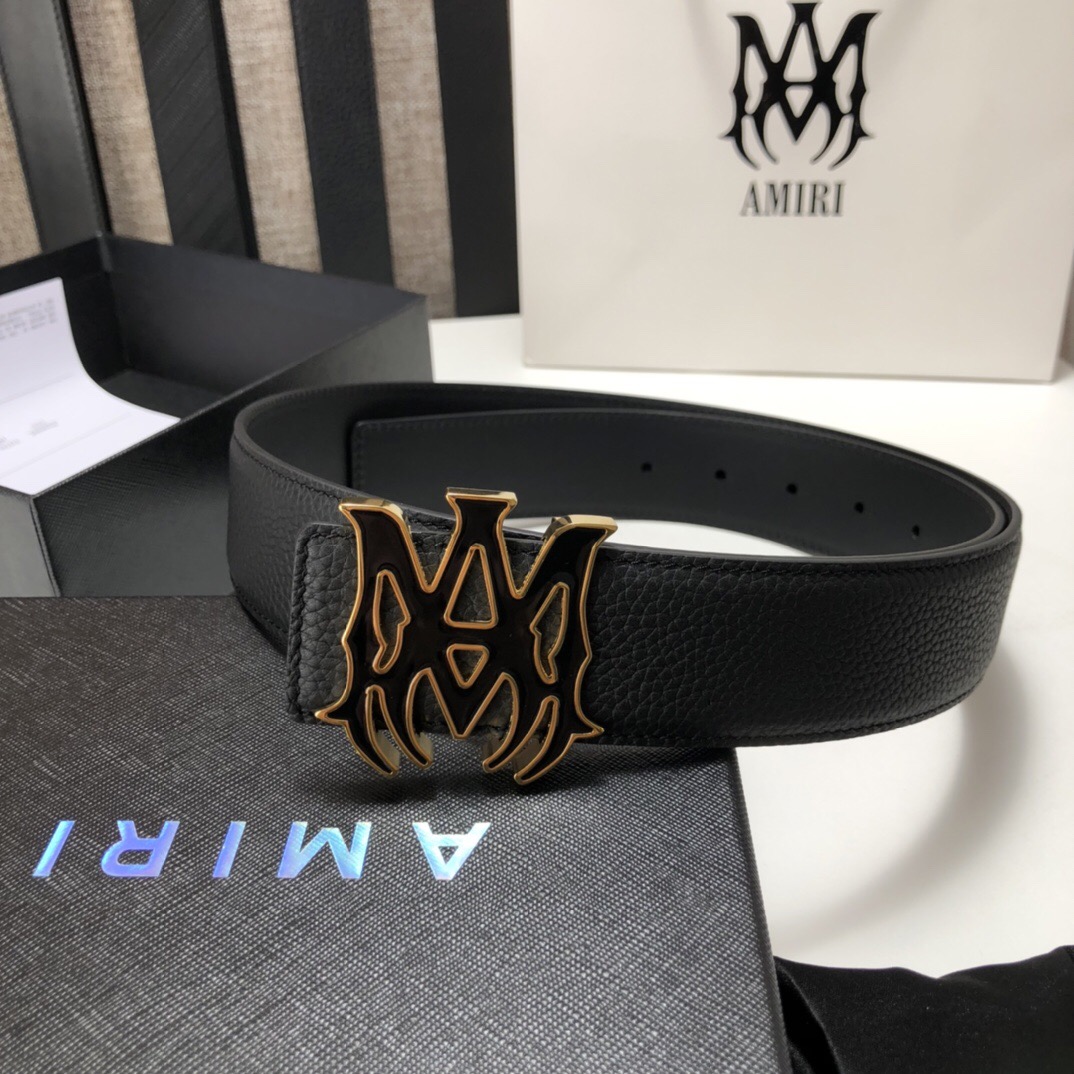 Amiri logo-buckle leather belt