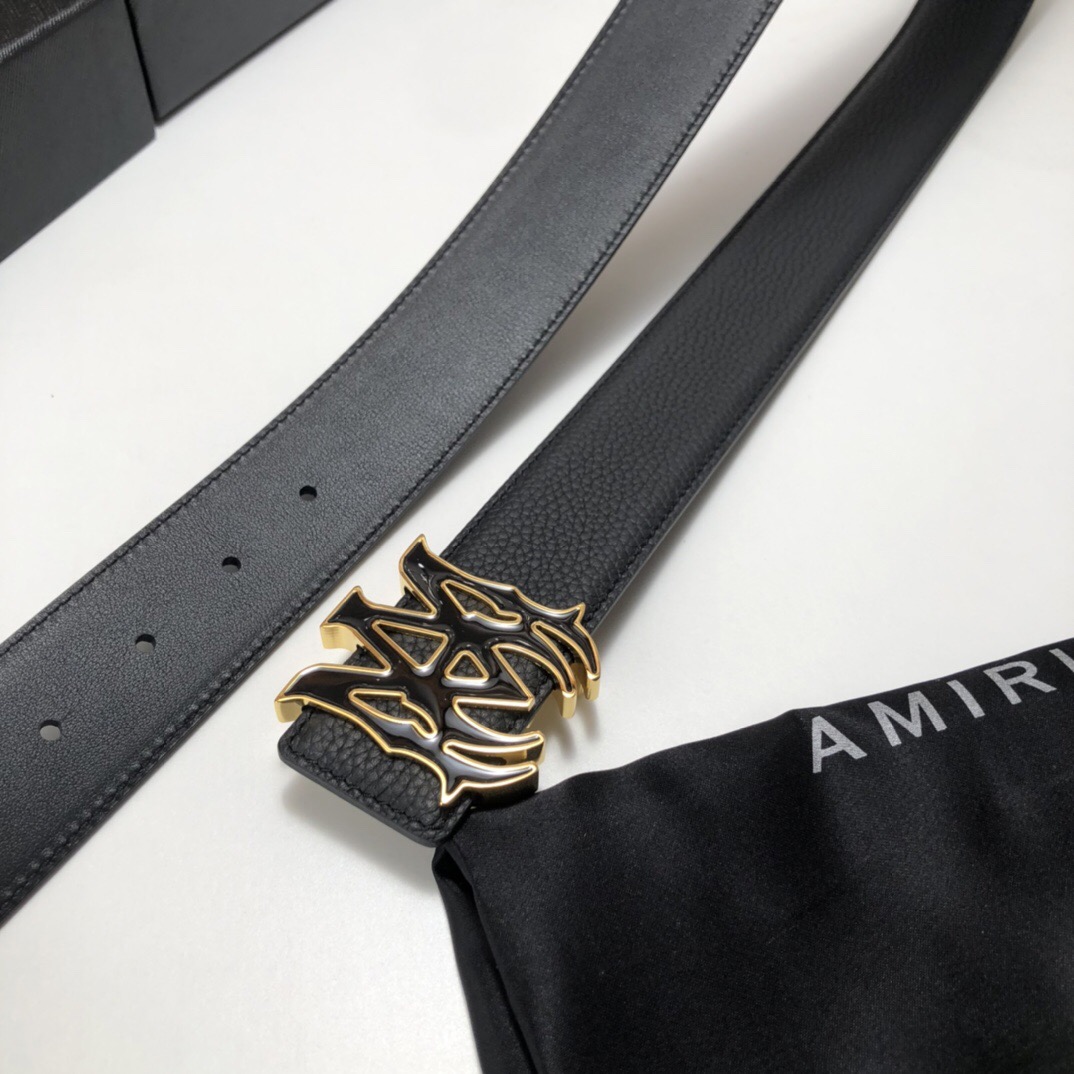 Amiri logo-buckle leather belt