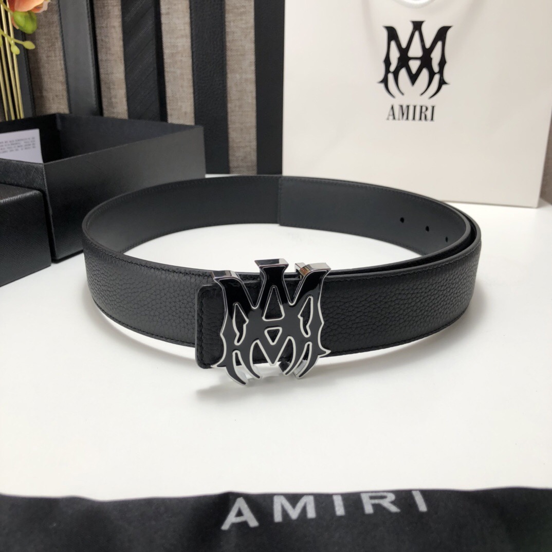 Amiri logo-buckle leather belt