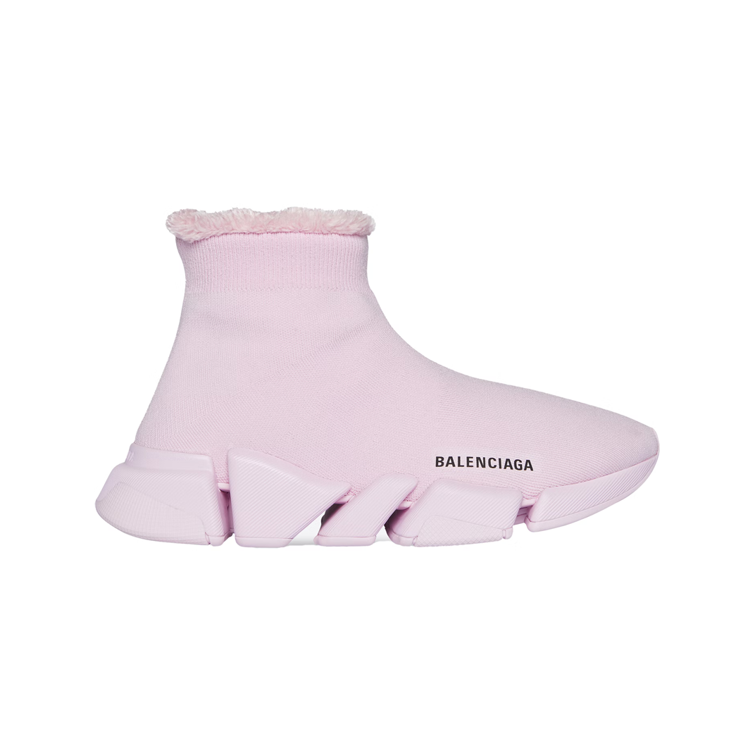 Balenciaga Speed 2.0 Recycled Knit Fake Fur Pink (W)