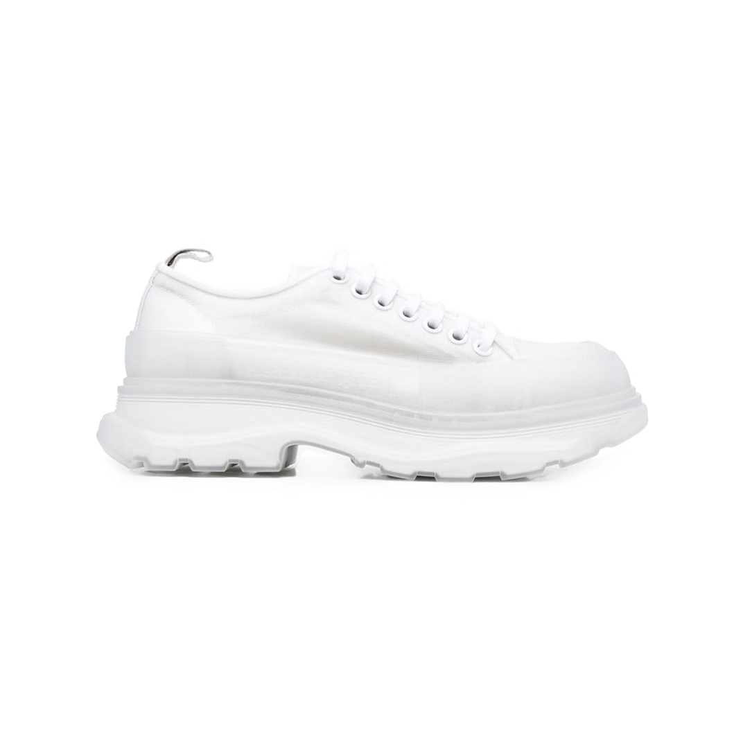Alexander McQueen Tread Slick Low Lace Up White White Clear Sole