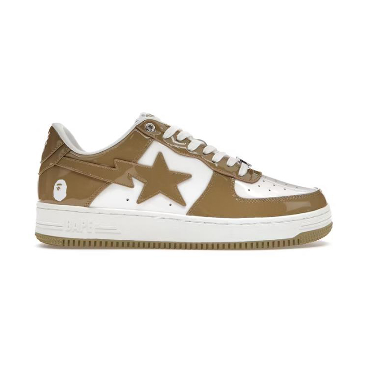 A Bathing Ape Bape Sta Patent Leather White Khaki (2023)