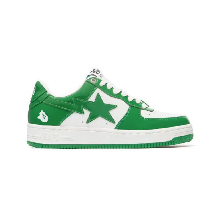 A Bathing Ape Bape Sta Patent Leather Green White