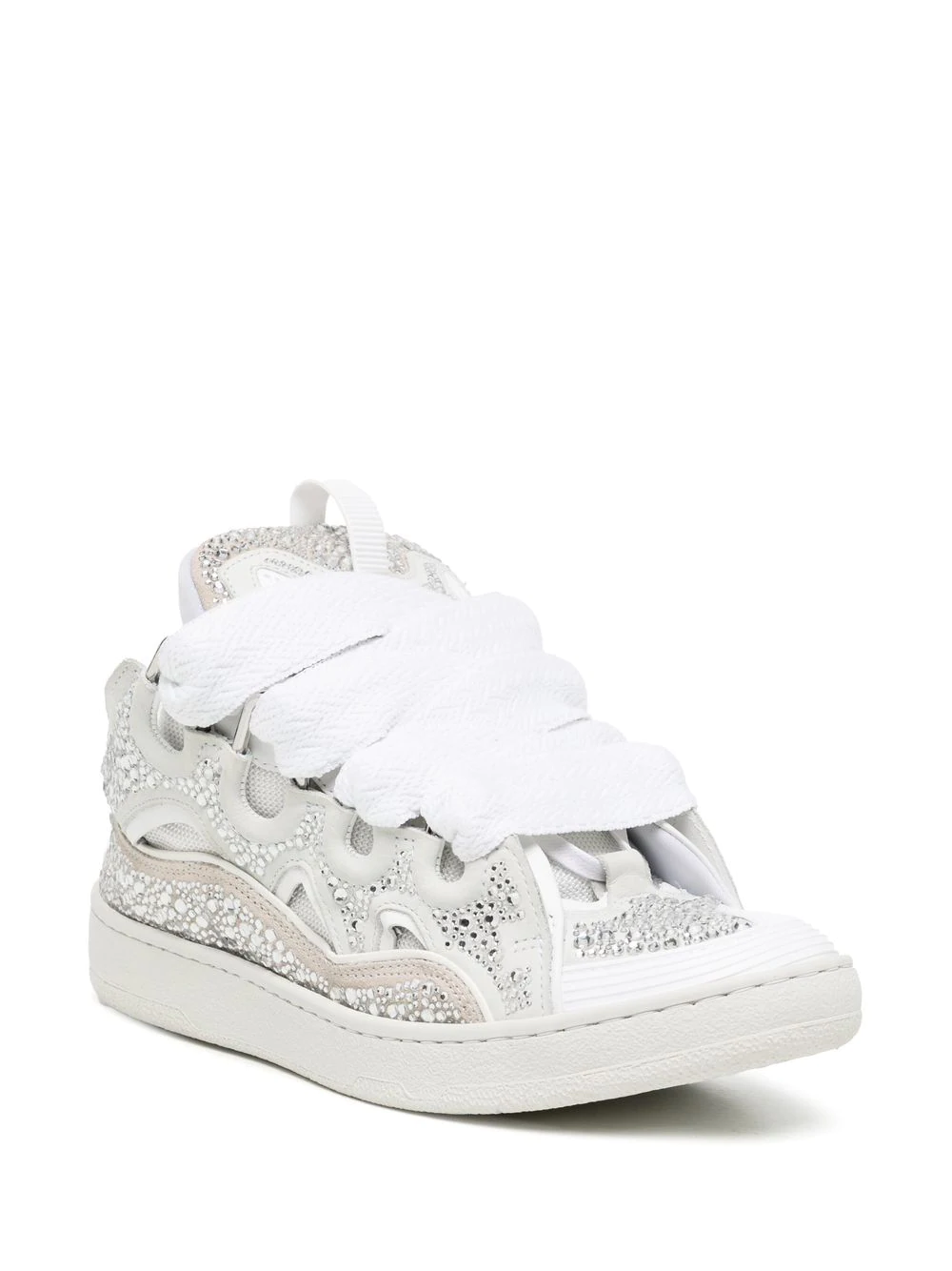 Lanvin Curb Sneaker White Rhinestone FMSKRK11STRAP22
