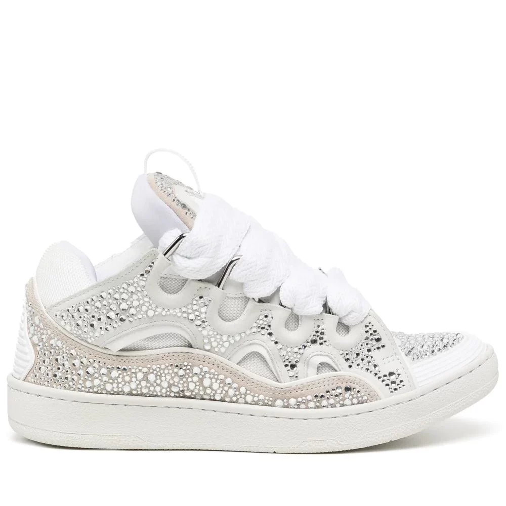 Lanvin Curb Sneaker White Rhinestone FMSKRK11STRAP22