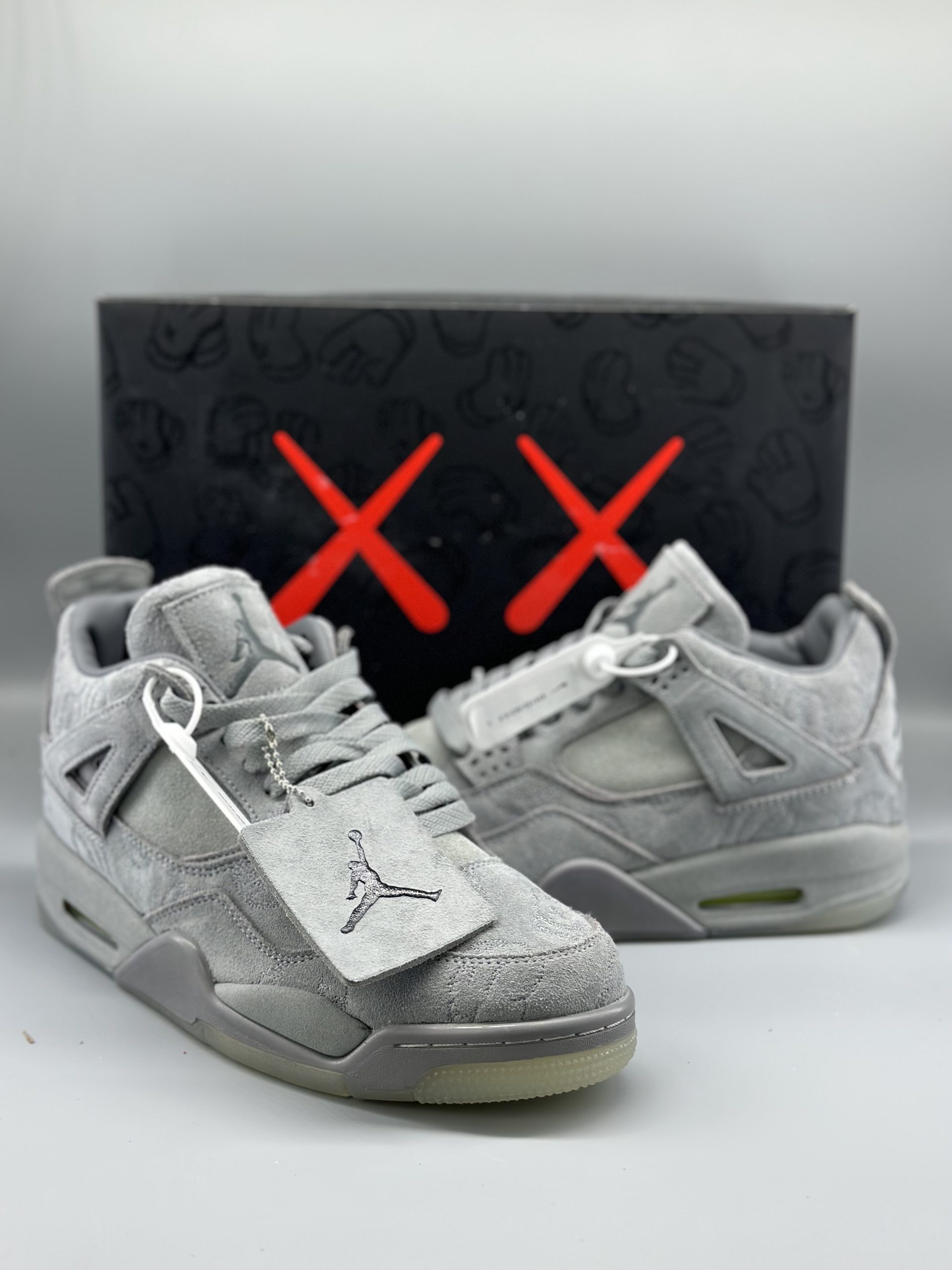 Jordan 4 Air Kaws Cool Gray Embroidery