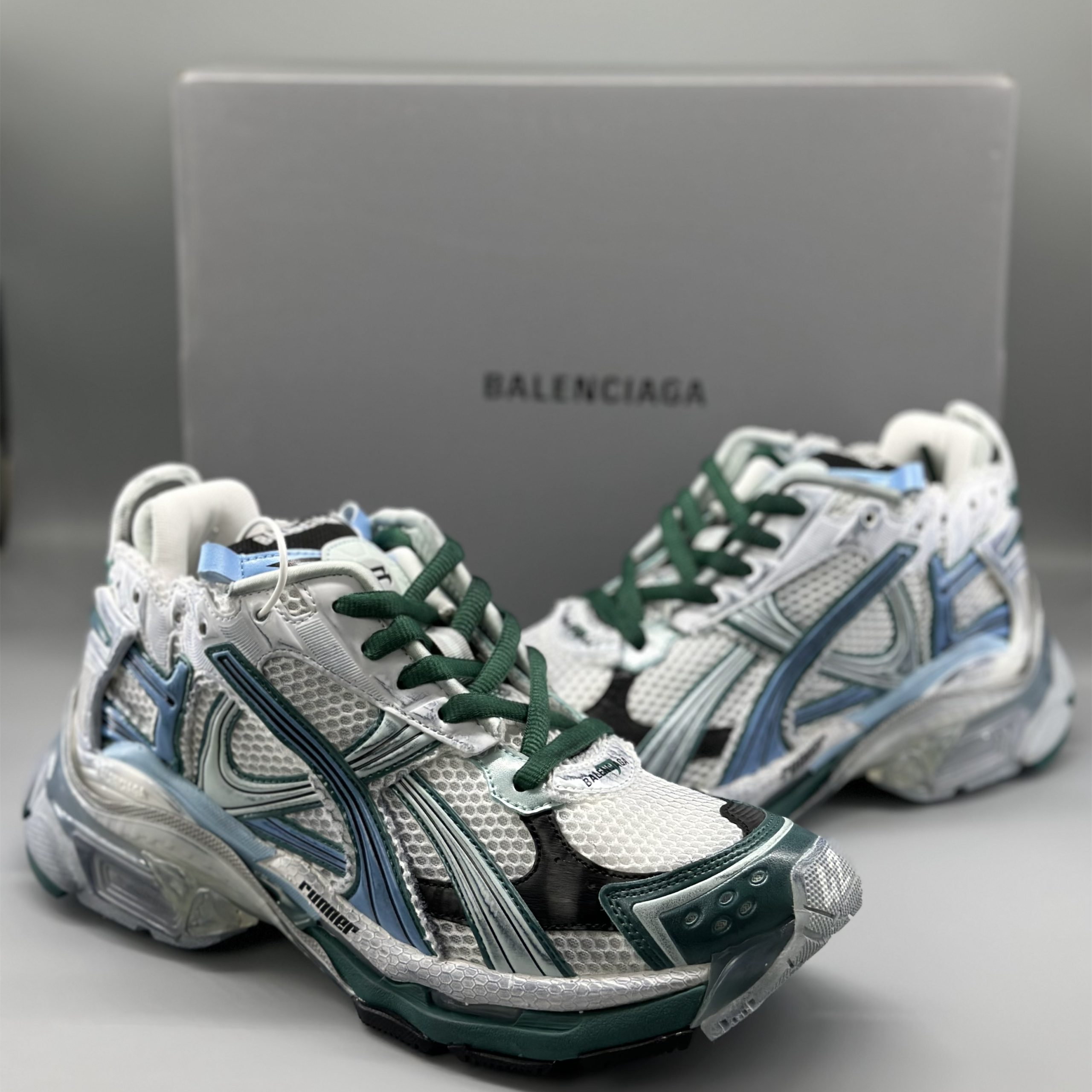 Balenciaga Runner White Green Blue 772767W3RNY9170
