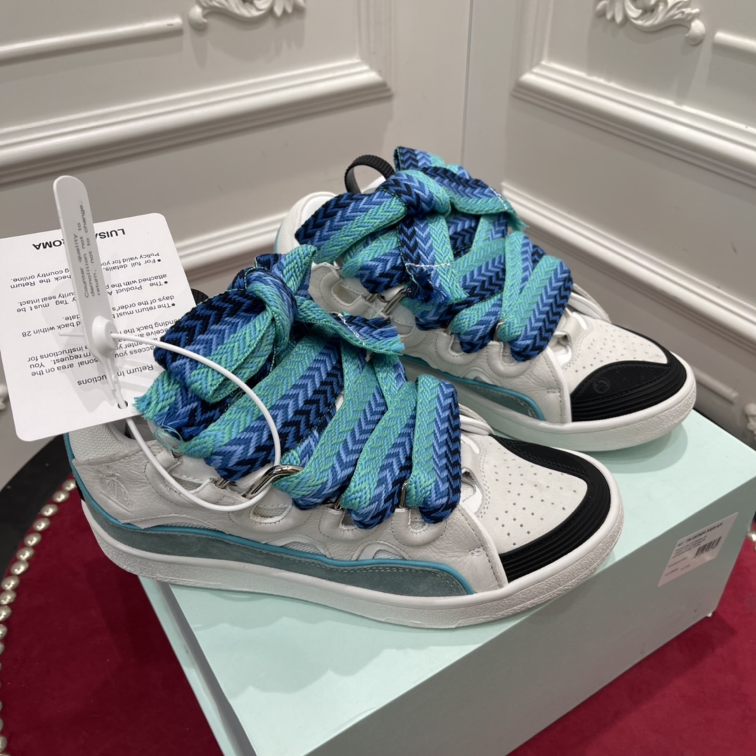 Lanvin Curb Sneaker White Blue FMSKRK11DRAGH22