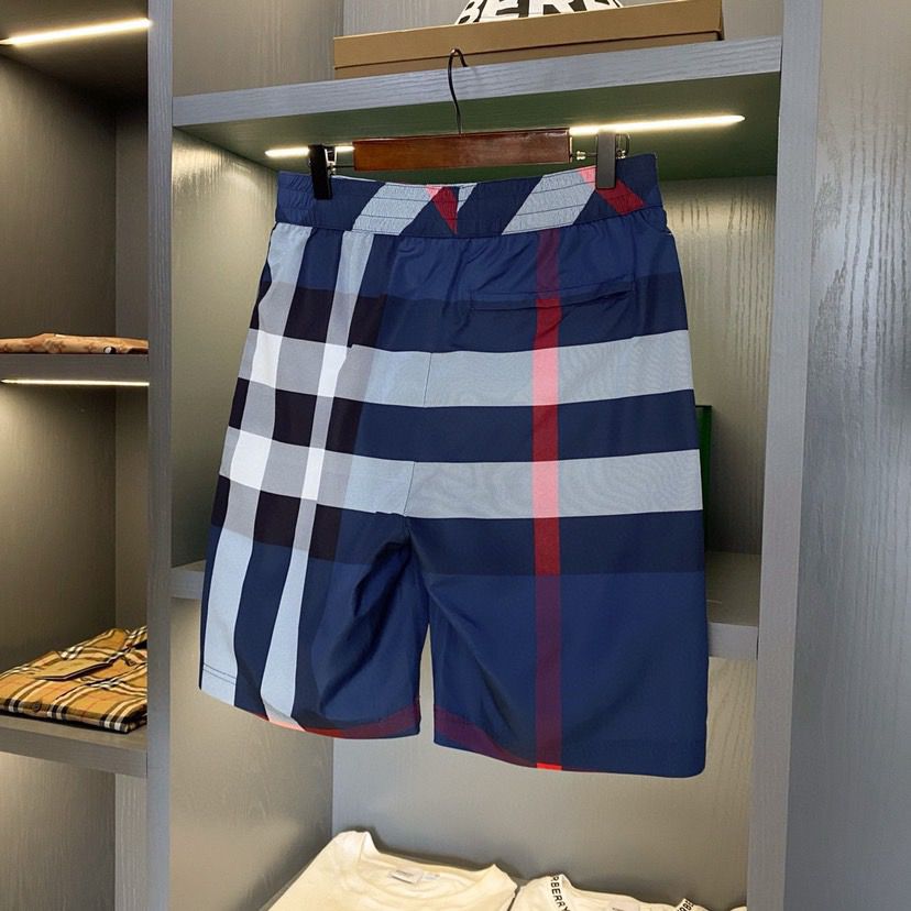 Burberry Check Drawcord Swim Shorts Blue