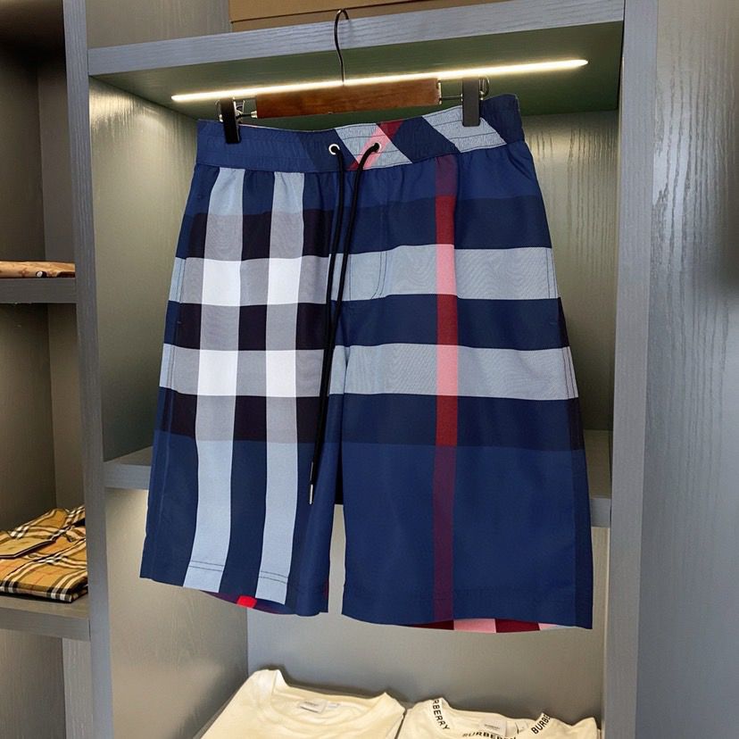 Burberry Check Drawcord Swim Shorts Blue