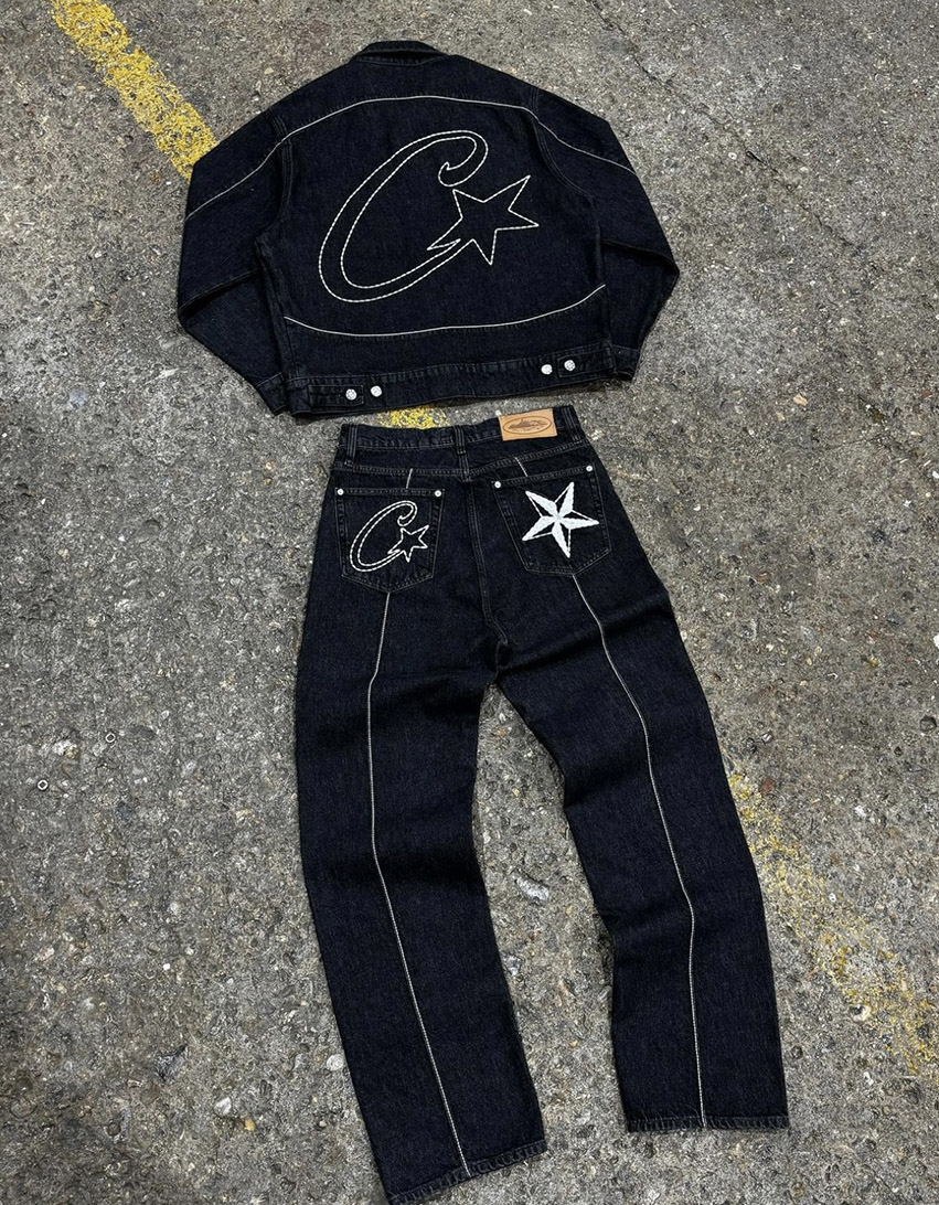 Corteiz C-Star Stitch-Down Denim Suit Black