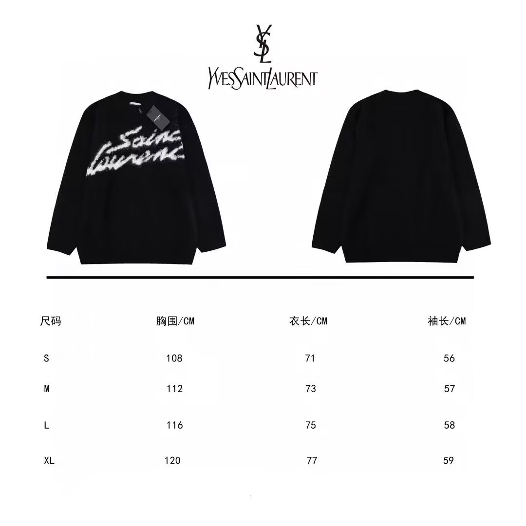 Saint Laurent 90S Sweater In Mohair Black White