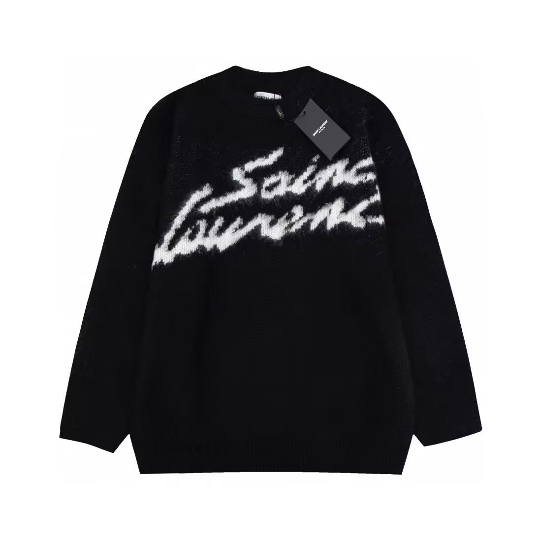 Saint Laurent 90S Sweater In Mohair Black White