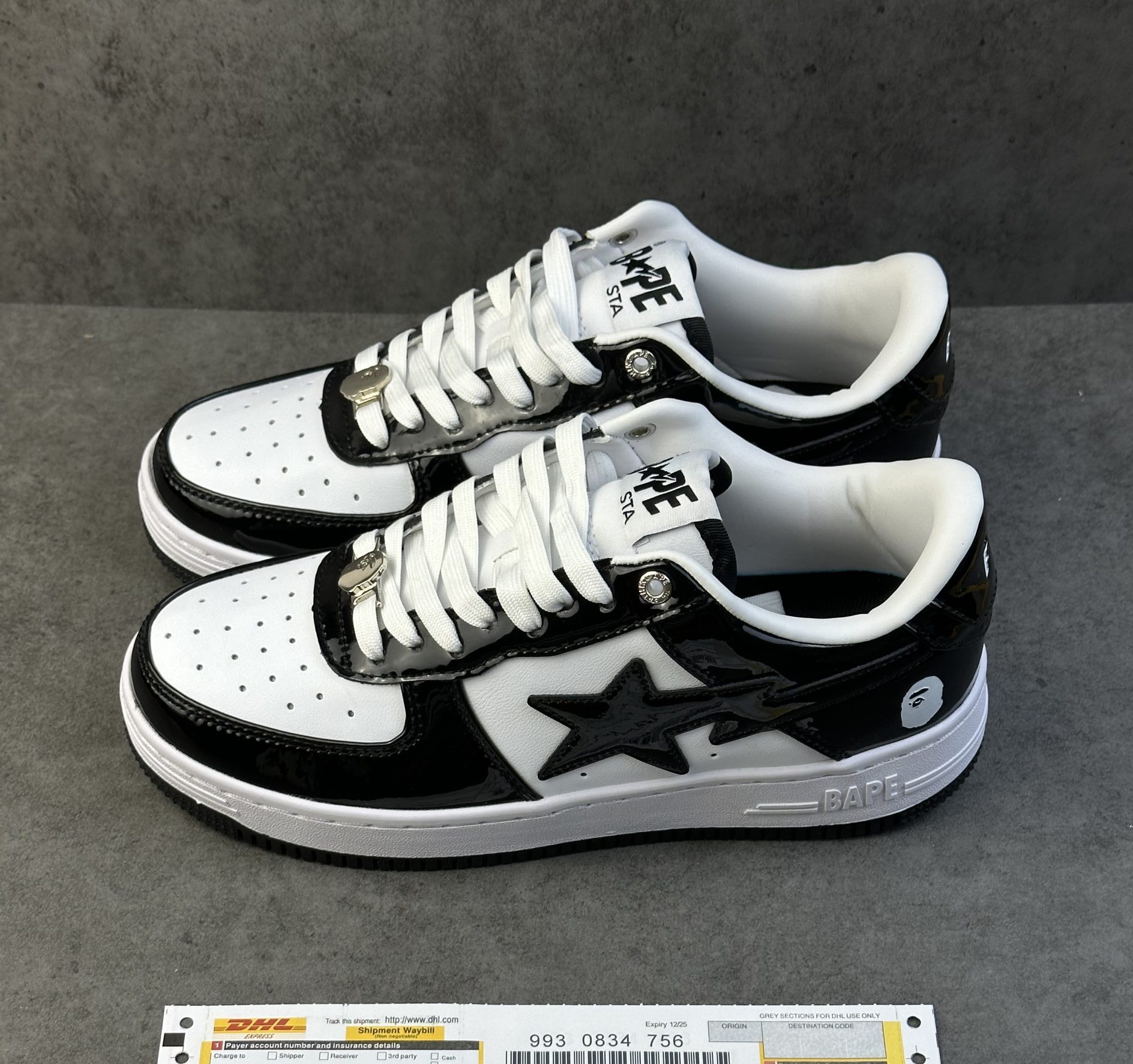 A Bathing Ape Bape Sta Patent Leather Black White
