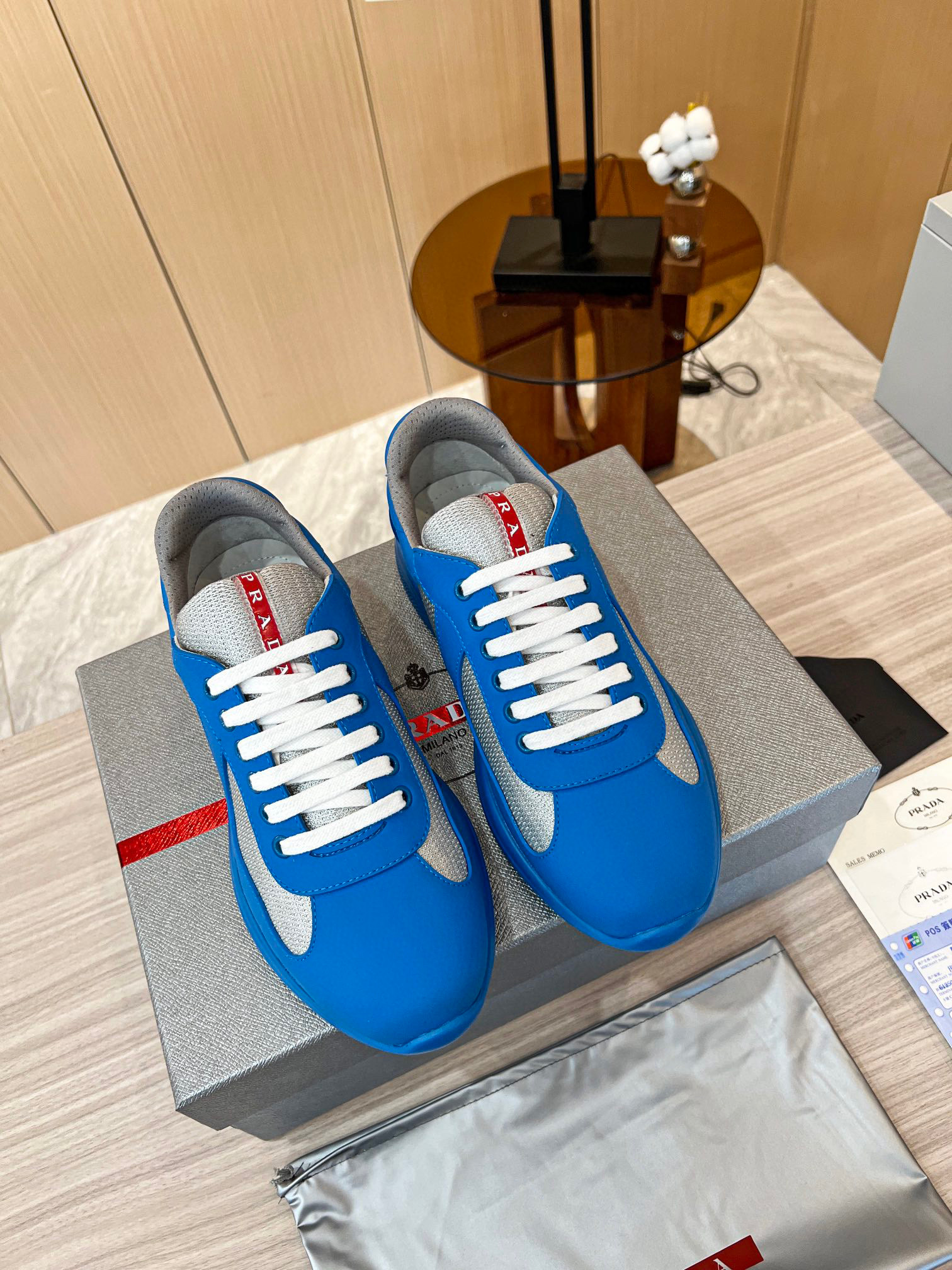 Prada America’s Cup Soft Rubber And Bike Fabric Sneakers In Blue