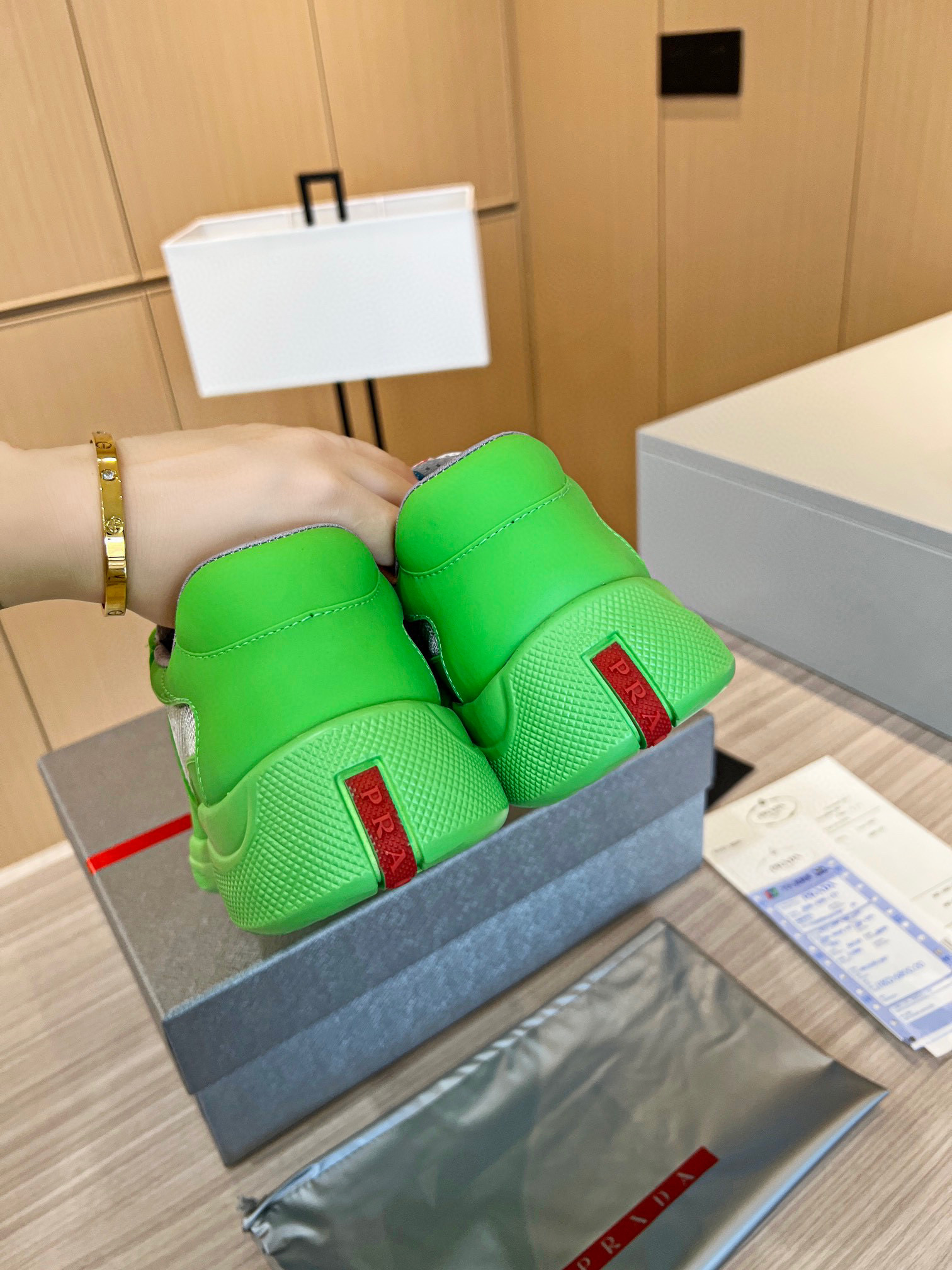 Prada America’s Cup Soft Rubber And Bike Fabric Sneakers In Green