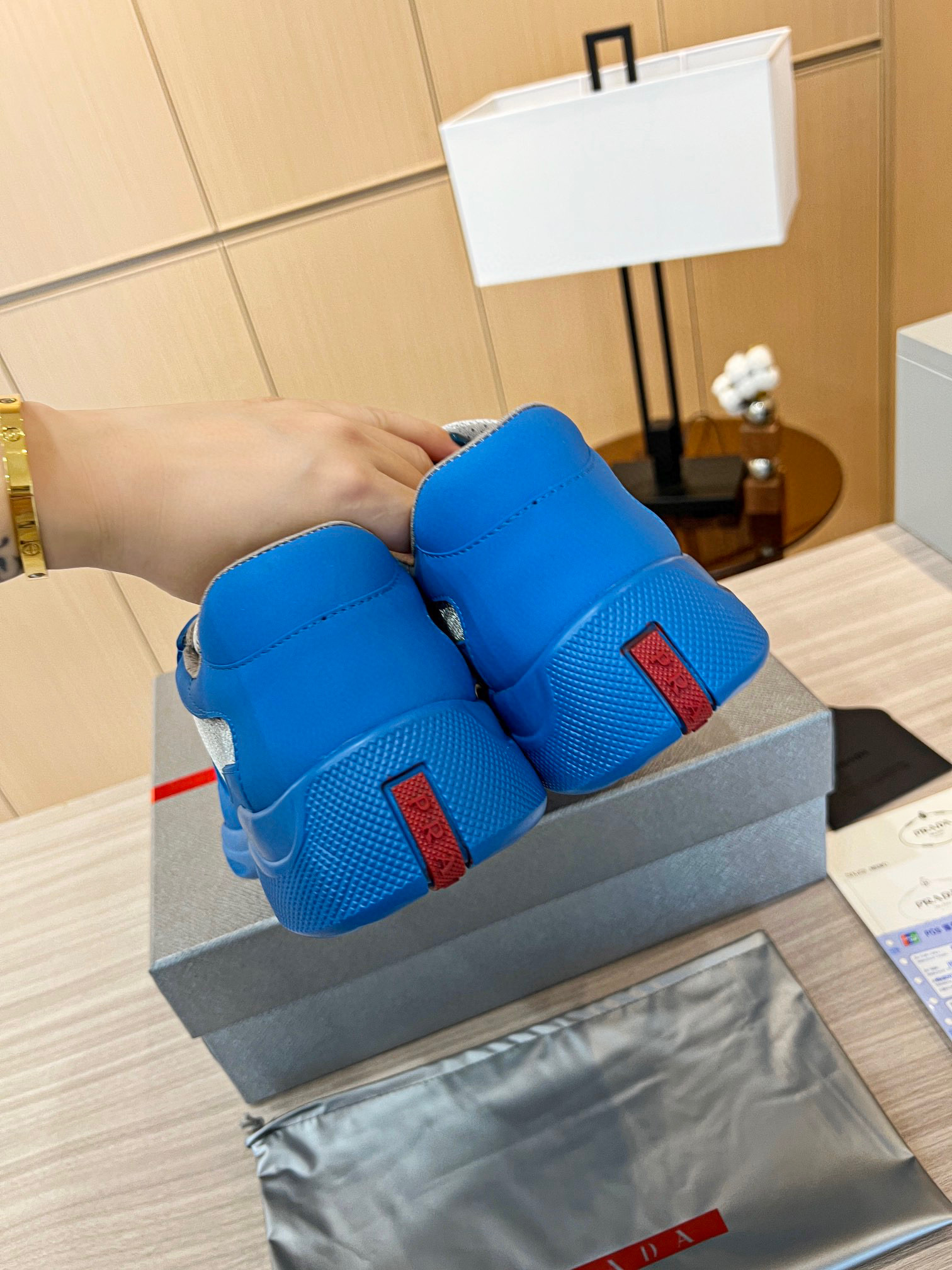 Prada America’s Cup Soft Rubber And Bike Fabric Sneakers In Blue