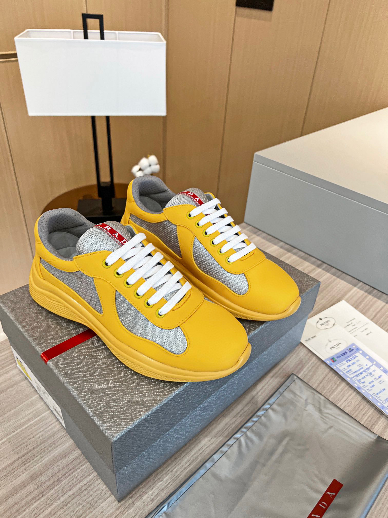 Prada America’s Cup Soft Rubber And Bike Fabric Sneakers In Yellow