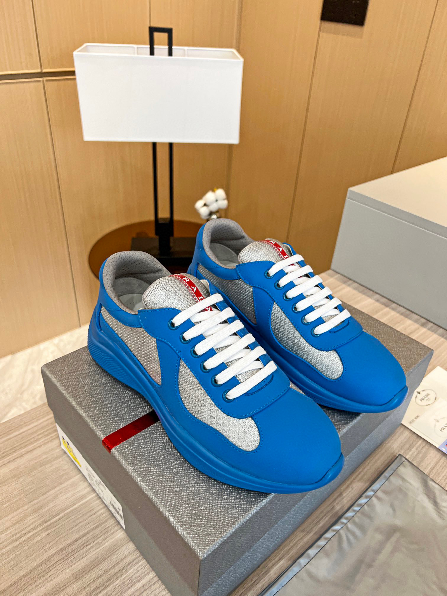Prada America’s Cup Soft Rubber And Bike Fabric Sneakers In Blue
