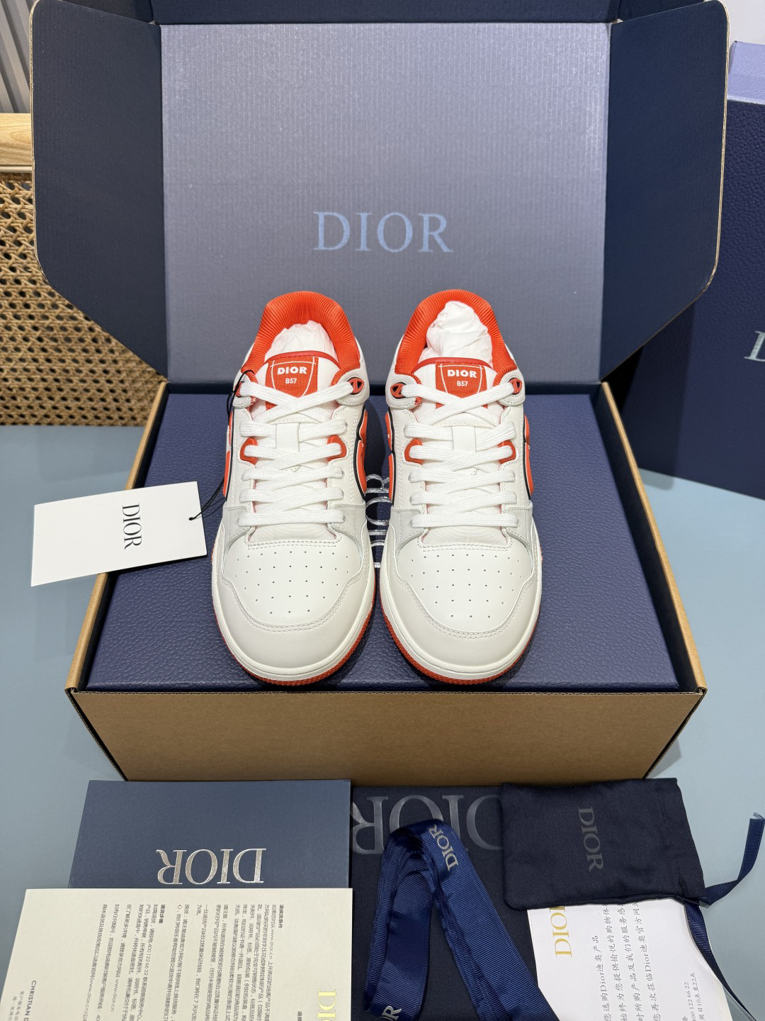 Dior B57 Low Dior Oblique White Orange 3SN318ZXU H553
