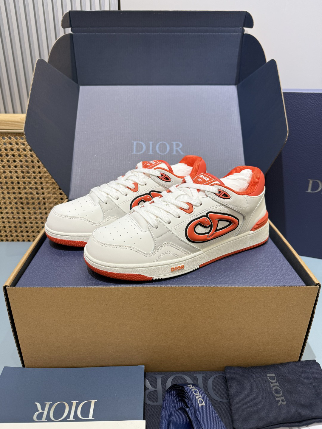 Dior B57 Low Dior Oblique White Orange 3SN318ZXU H553
