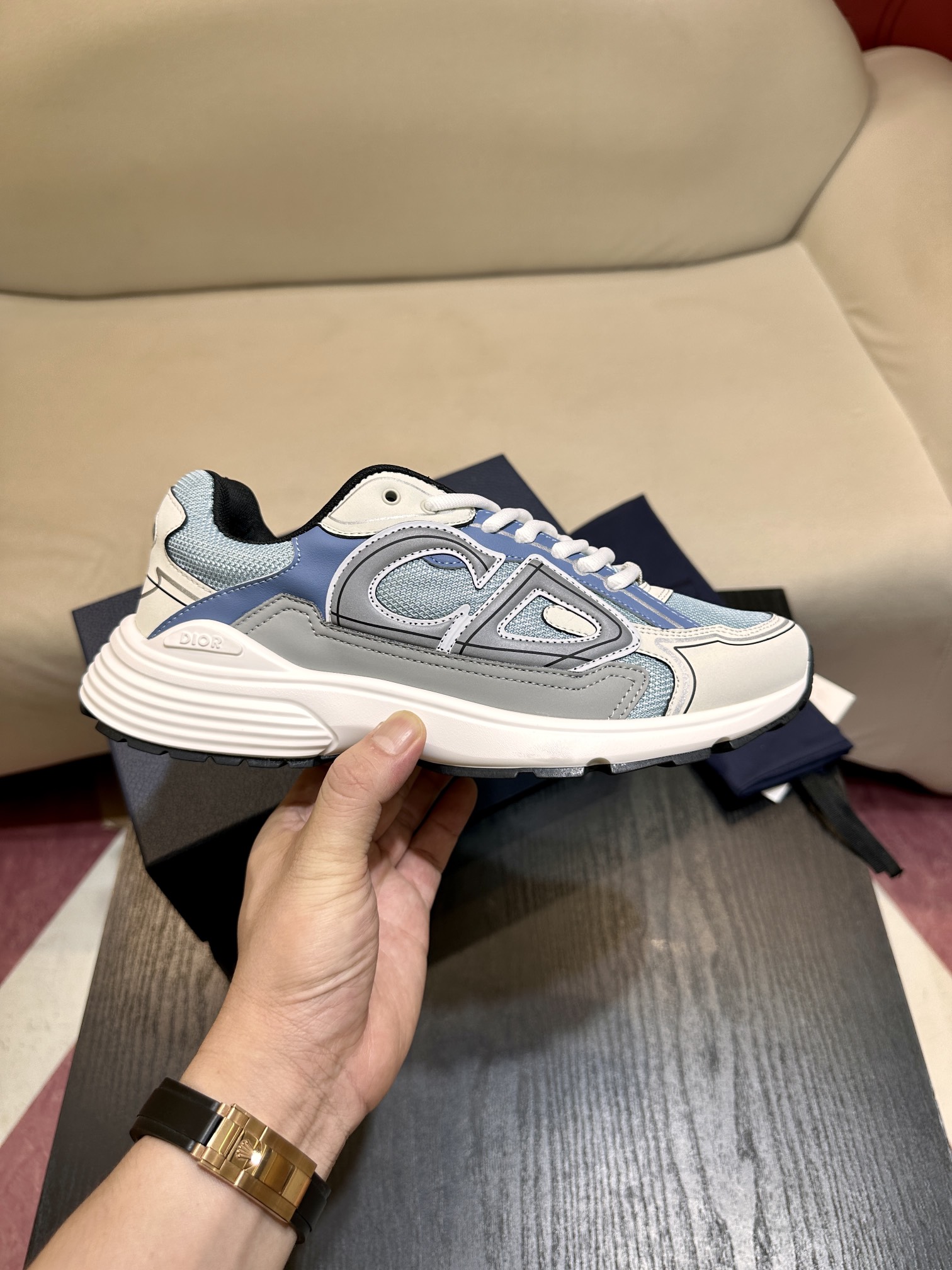 Dior B30 Light Blue Mesh and Blue Gray White 3SN279ZRB_H560