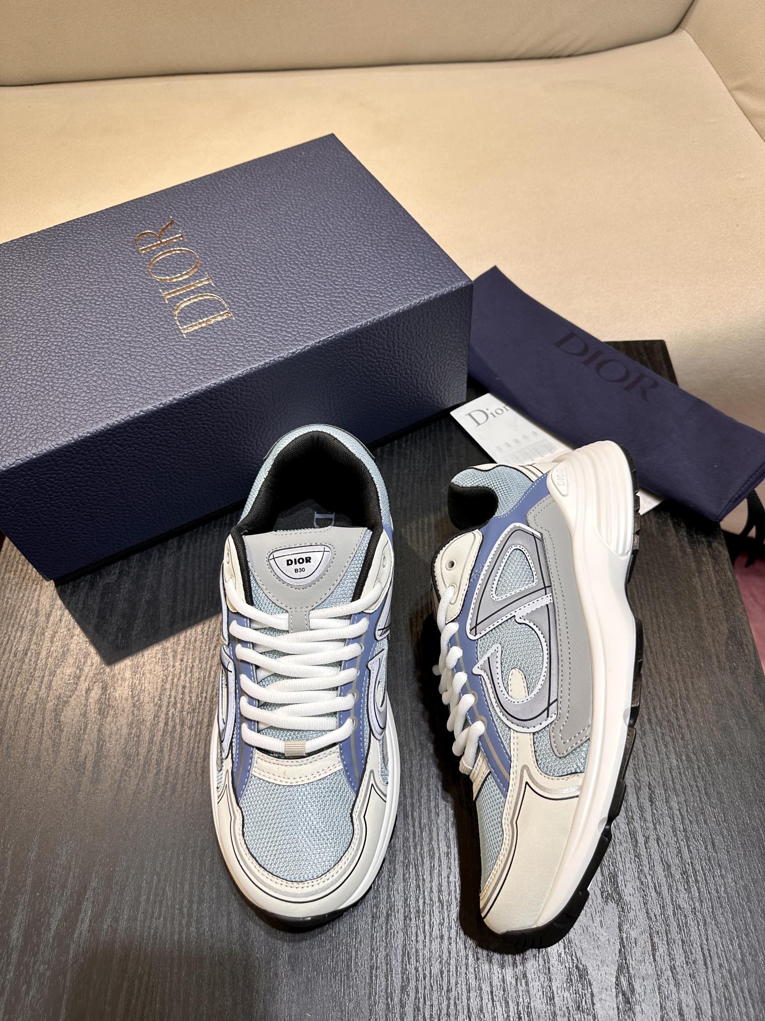 Dior B30 Light Blue Mesh and Blue Gray White 3SN279ZRB_H560