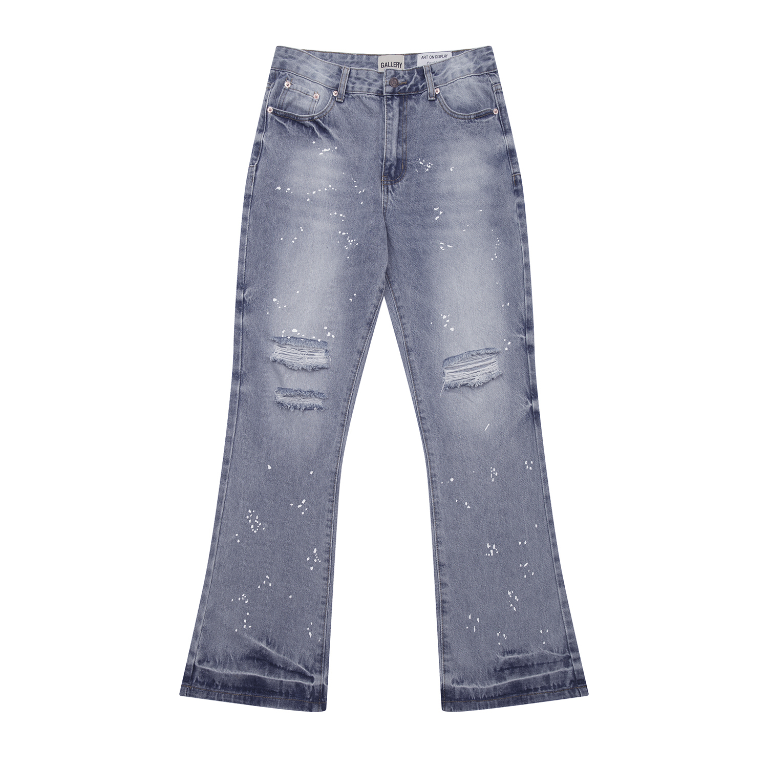 Gallery Dept. Splash Ink Ripped Washed Blue Jeans YC00125