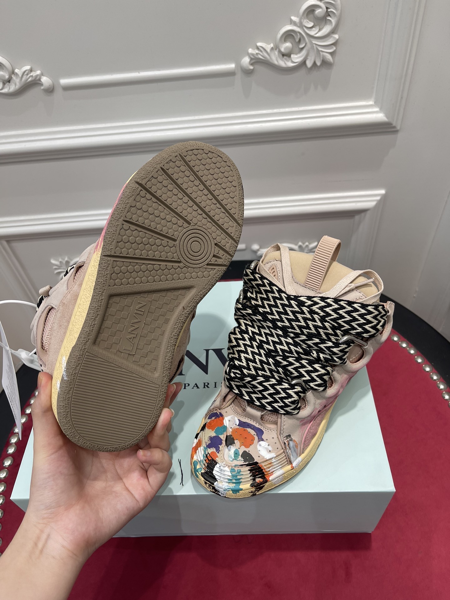 Lanvin Leather Curb Gallery Dept. Pale Pink Multi