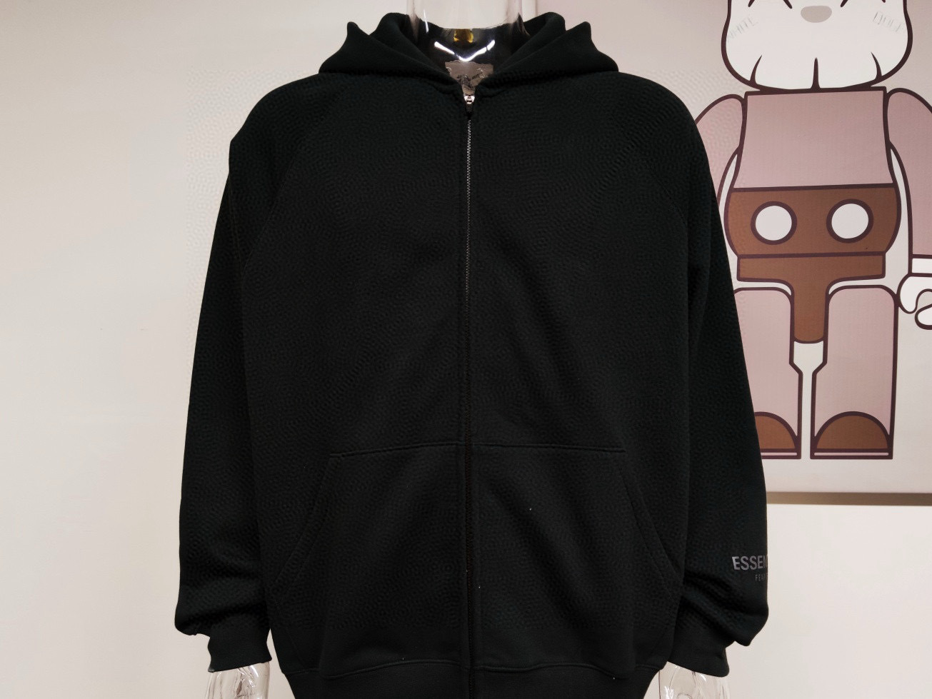 Essentials Black Zip Up Hoodie