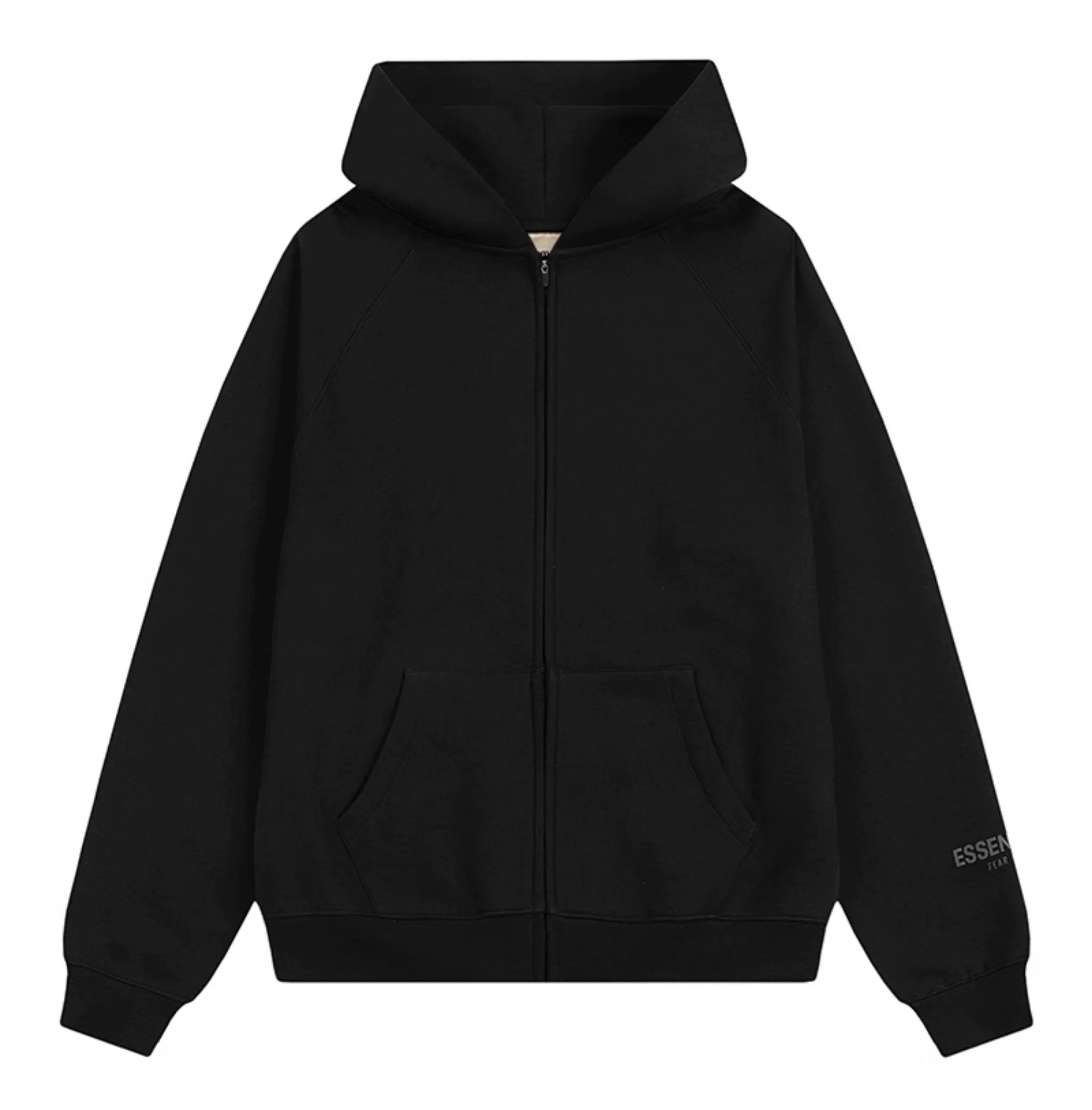 Essentials Black Zip Up Hoodie