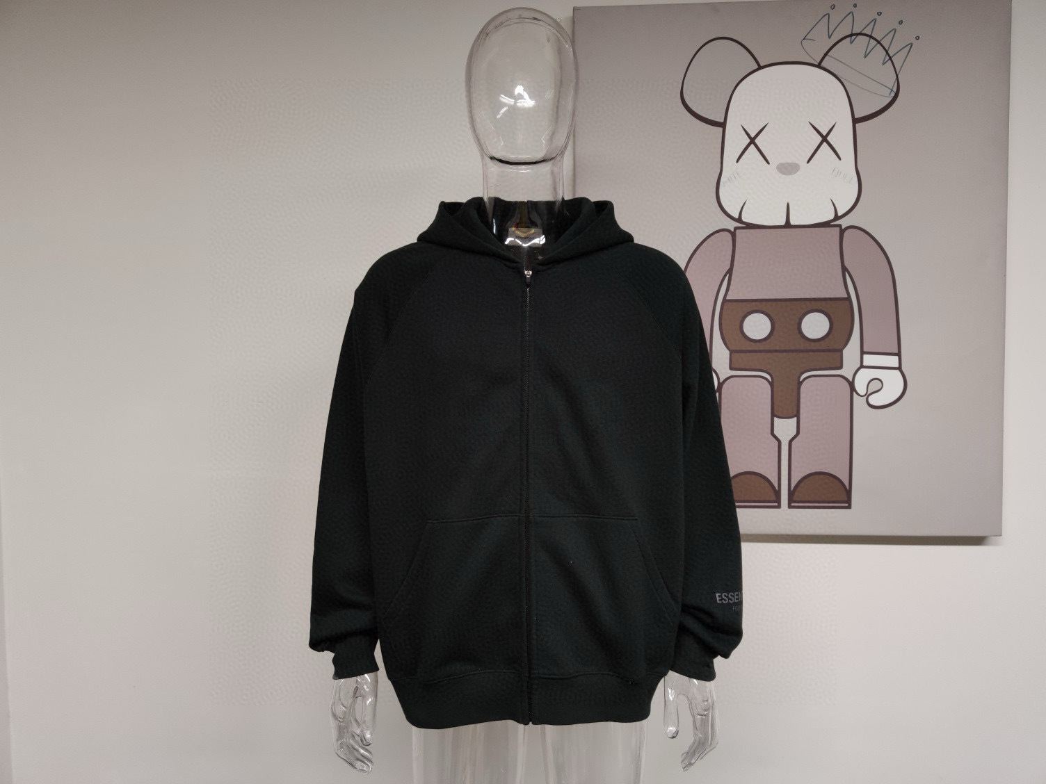 Essentials Black Zip Up Hoodie