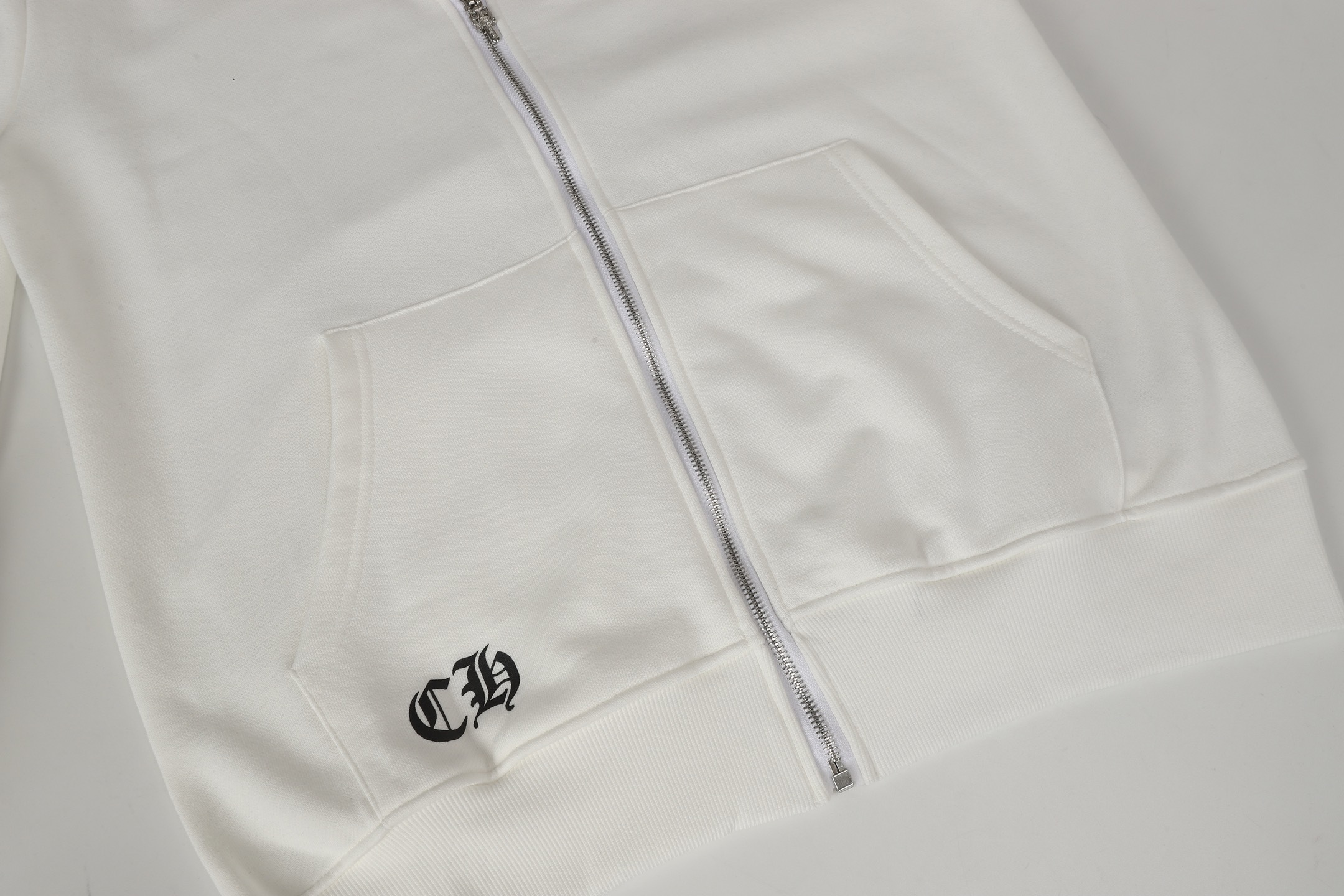 Chrome Heart White Zip Up Hoodie