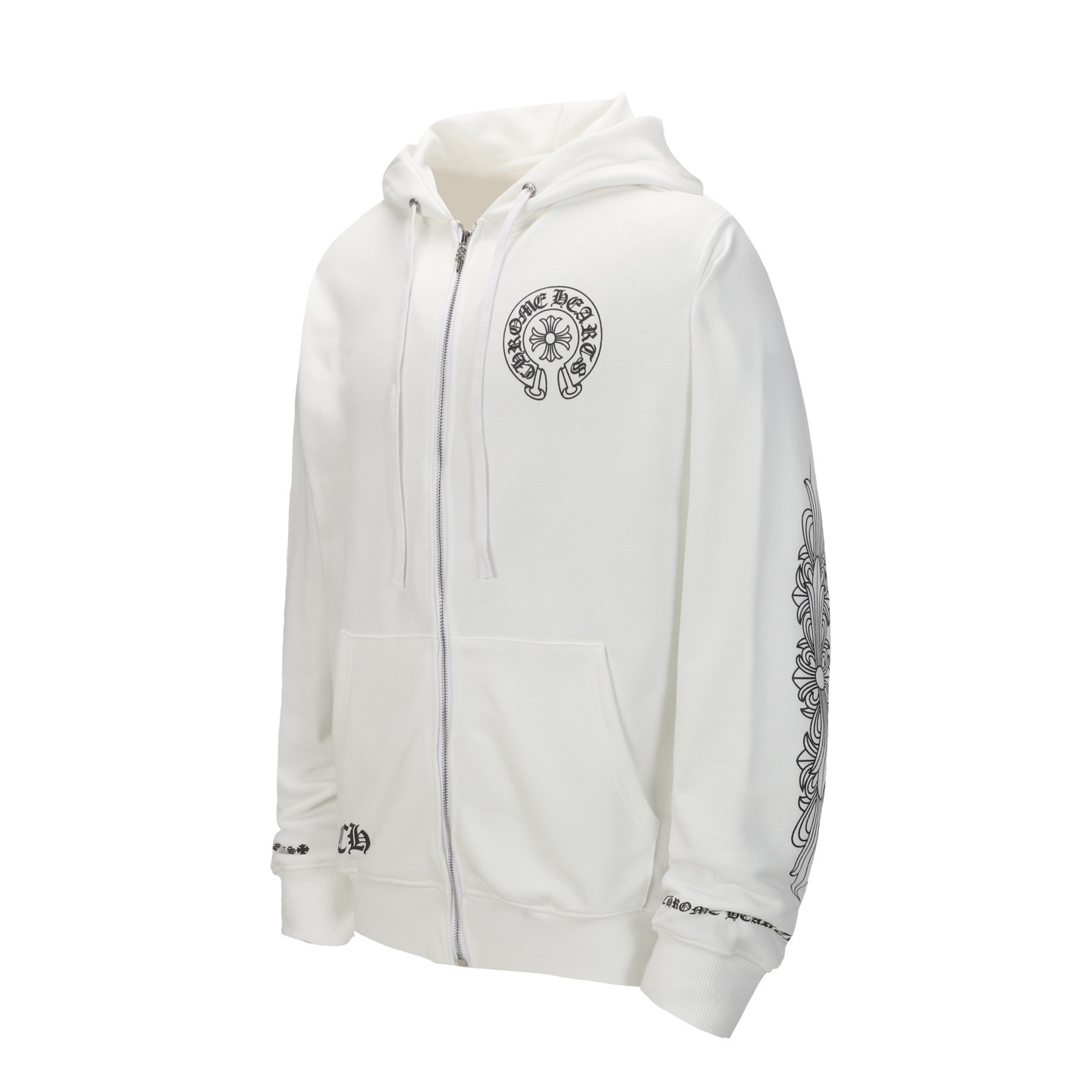 Chrome Heart White Zip Up Hoodie